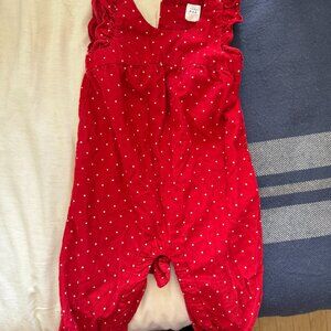 Baby Gap Red Corduroy Ruffle Jumpsuit 6-12mo